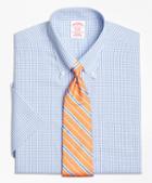 Brooks Brothers Non-iron Madison Fit Tonal Sidewheeler Check Short-sleeve Dress Shirt