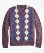 Brooks Brothers Men's Merino Wool Argyle V-neck Sweater
