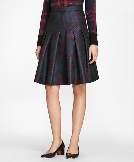 Brooks Brothers Tartan Sparkle Jacquard Pleated Skirt