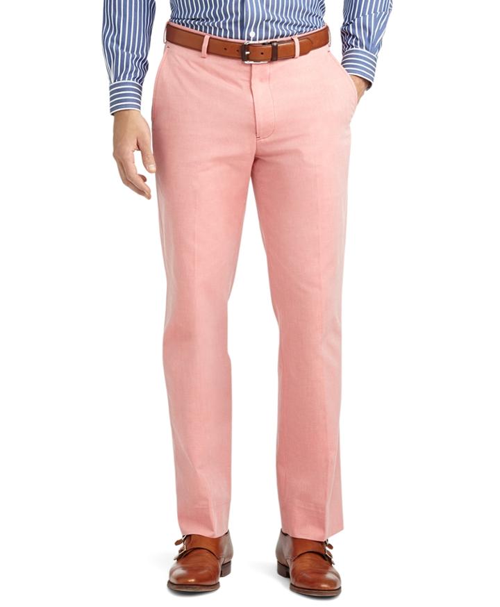 Brooks Brothers Men's Fitzgerald Fit Plain-front Cotton Dress Chinos