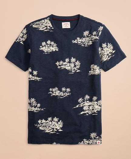 Brooks Brothers Tropical Print Slub Cotton Jersey T-shirt