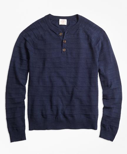 Brooks Brothers Textured-stripe Cotton-linen Henley Sweater