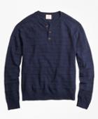 Brooks Brothers Textured-stripe Cotton-linen Henley Sweater
