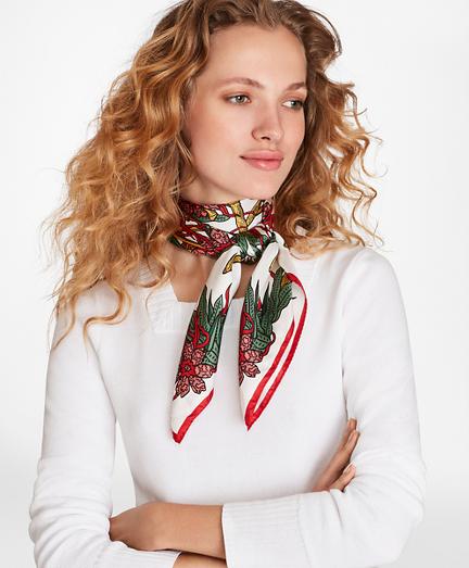 Brooks Brothers Bamboo-print Silk Square Scarf