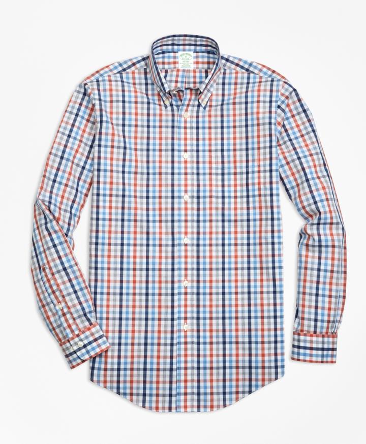 Brooks Brothers Men's Non-iron Milano Fit Heathered Multi-gingham Sport Shirt