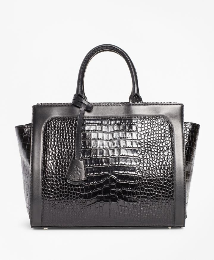 Brooks Brothers Women's Crocodile-embossed Leather Handbag