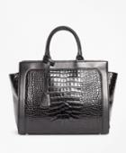 Brooks Brothers Women's Crocodile-embossed Leather Handbag