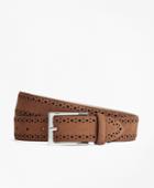 Brooks Brothers Men's 1818 Perforated Stitch Suede Belt