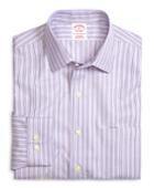 Brooks Brothers Men's Supima Cotton Non-iron Regular Fit Lavender Stripe Twill Sport Shirt