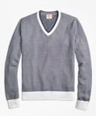 Brooks Brothers Men's Bird's-eye Cotton V-neck Sweater