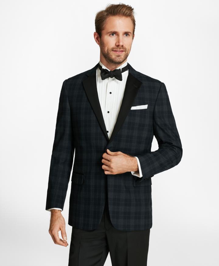 Brooks Brothers Men's Regent Fit Plaid Seersucker Tuxedo Jacket