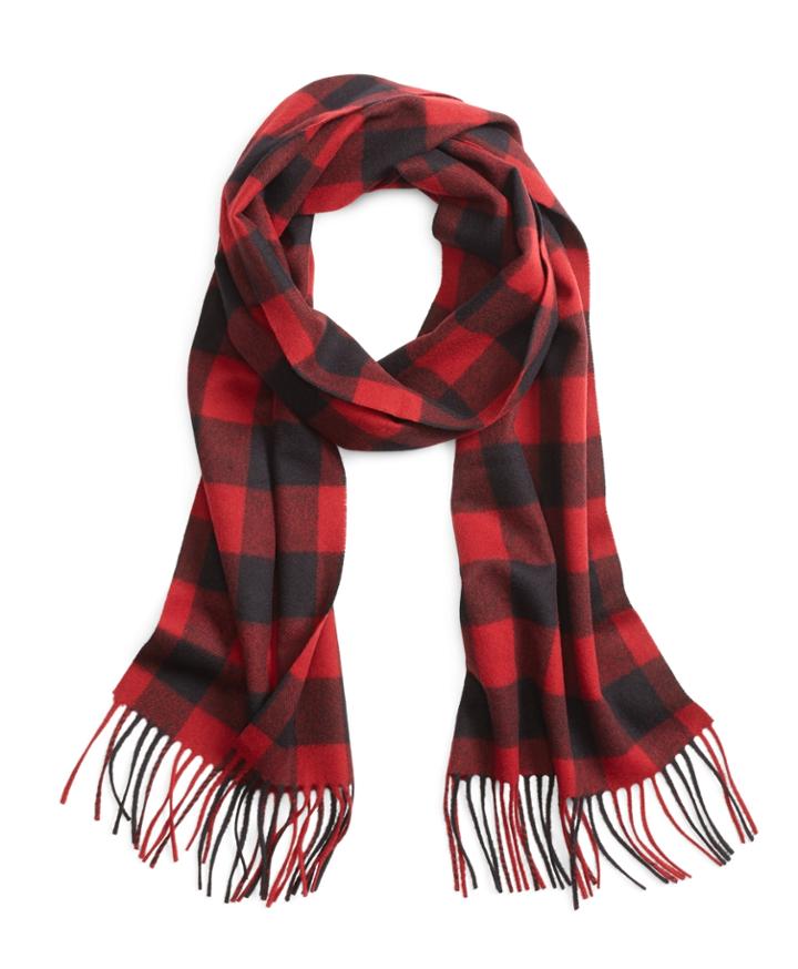 Brooks Brothers Men's Saxxon Wool Buffalo Check Scarf