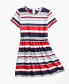 Brooks Brothers Short-sleeve Cotton Multi-stripe Dress