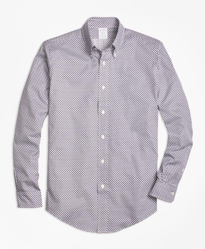 Brooks Brothers Men's Regent Fit Micro-golden Fleece Printed Sport Shirt