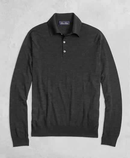 Brooks Brothers Golden Fleece 3-d Knit Fine-gauge Merino Long-sleeve Polo