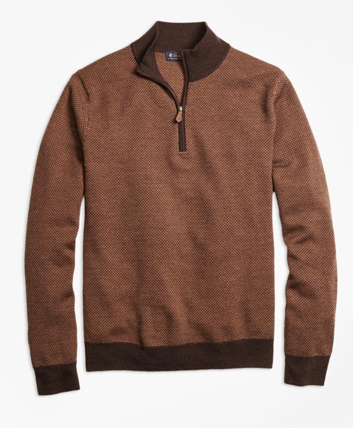 Brooks Brothers Men's Merino Wool Herringbone Half-zip Sweater