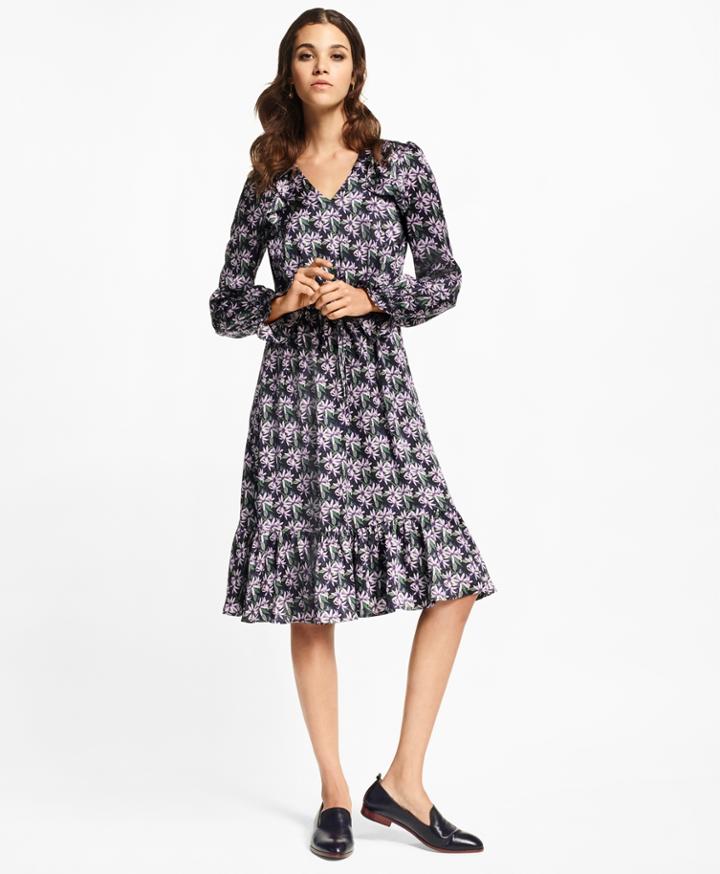 Brooks Brothers Women's Wildflower-print Silk-satin Dress