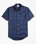Brooks Brothers Madison Fit Plaid Irish Linen Short-sleeve Sport Shirt
