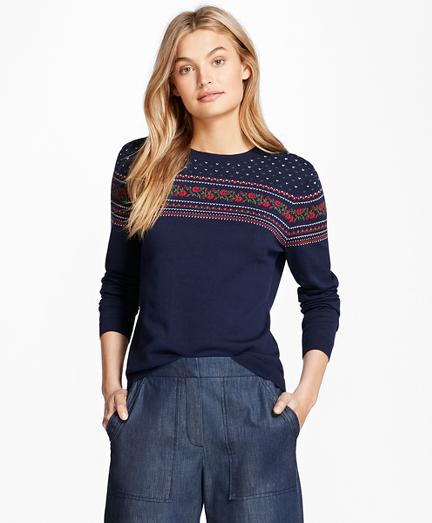 Brooks Brothers Floral-patterned Cotton Sweater