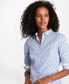 Brooks Brothers Women's Petite Tailored-fit Striped Clip-dot Cotton Dobby Shirt