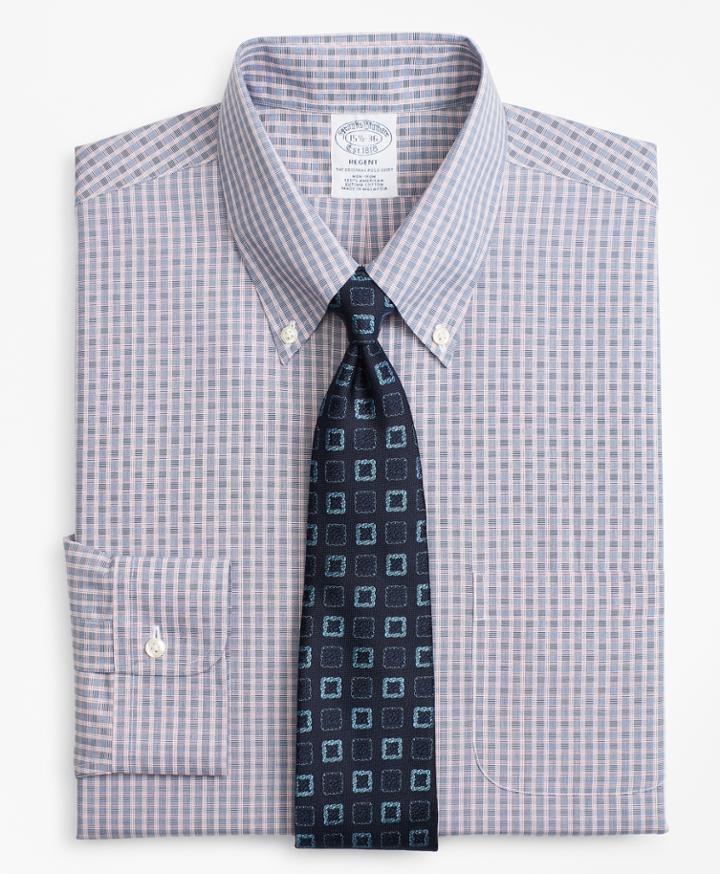 Brooks Brothers Men's Slim Fitted Dress Shirt, Non-iron Two-tone Check