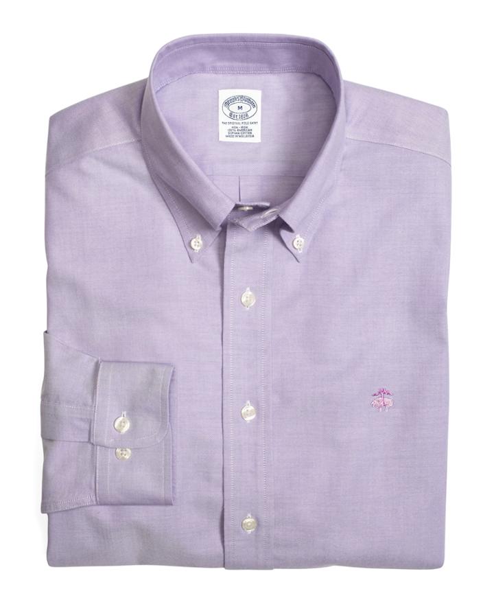 Brooks Brothers Men's Supima Cotton Non-iron Slim Fit Brookscool Solid Oxford Sport Shirt