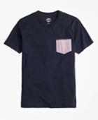 Brooks Brothers Men's Seersucker-pocket Cotton Tee Shirt