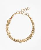 Brooks Brothers Women's Leather And Hammered Gold Bracelet