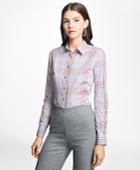 Brooks Brothers Women's Fitted Cotton Poplin Mini-gingham Blouse