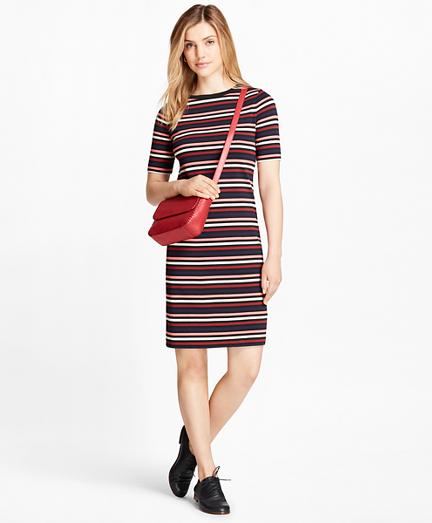 Brooks Brothers Striped Cotton Interlock Jersey T-shirt Dress