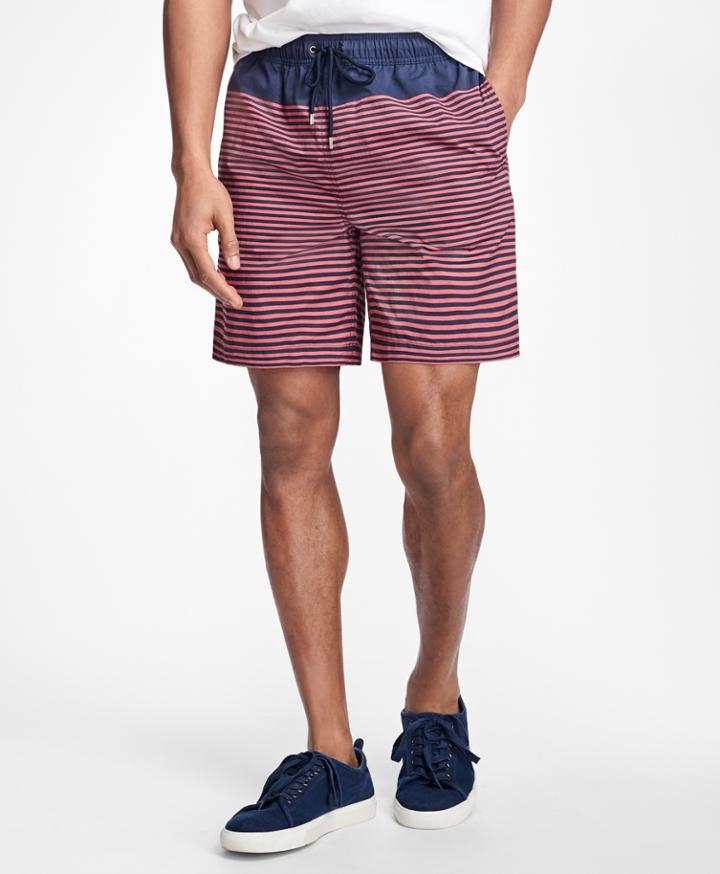 Brooks Brothers Men's Montauk 6 Stripe Swim Trunks