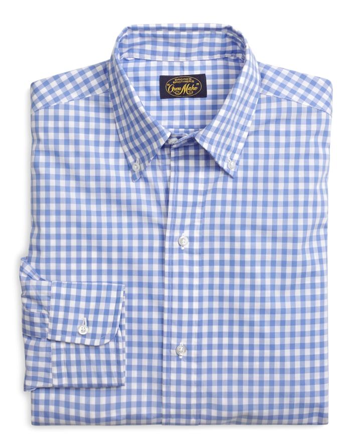 Brooks Brothers Men's Own Make Blue Gingham Sport Shirt