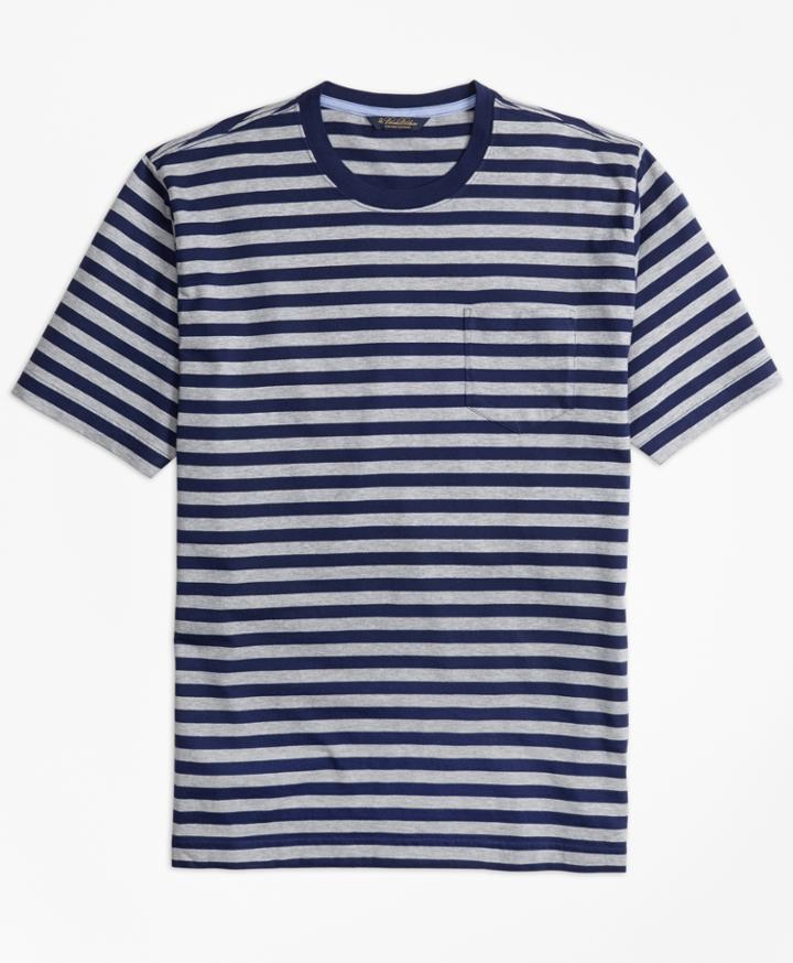 Brooks Brothers Men's Supima Cotton Bar Stripe Pocket Tee Shirt