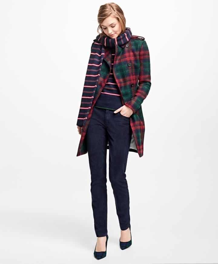 Brooks Brothers Women's Tartan Wool-blend Trench Coat