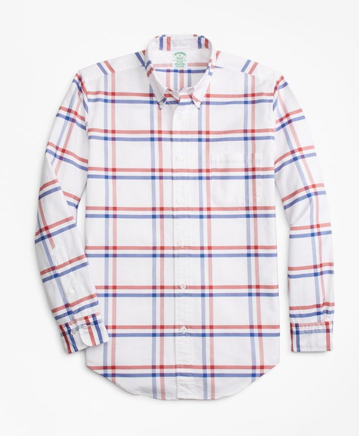 Brooks Brothers Men's Milano Fit Oxford Windowpane Sport Shirt