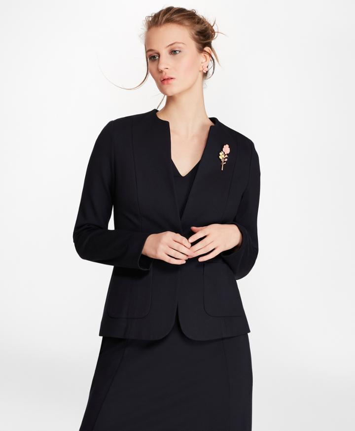 Brooks Brothers Women's Ponte Knit Collarless Blazer