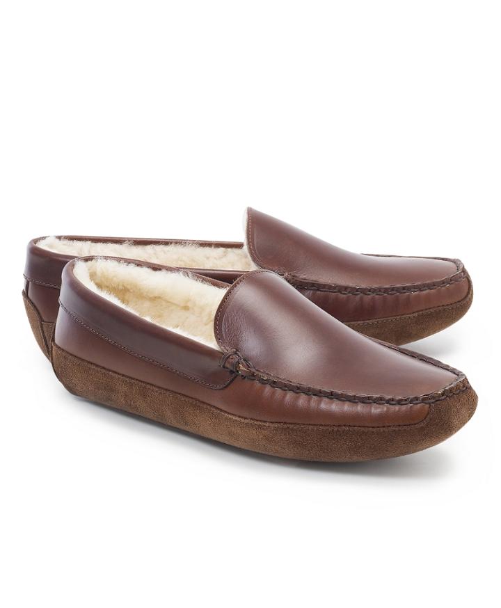 Brooks Brothers Men's Shearling Slippers