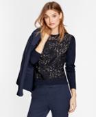 Brooks Brothers Women's Floral Lace And Merino Wool Sweater