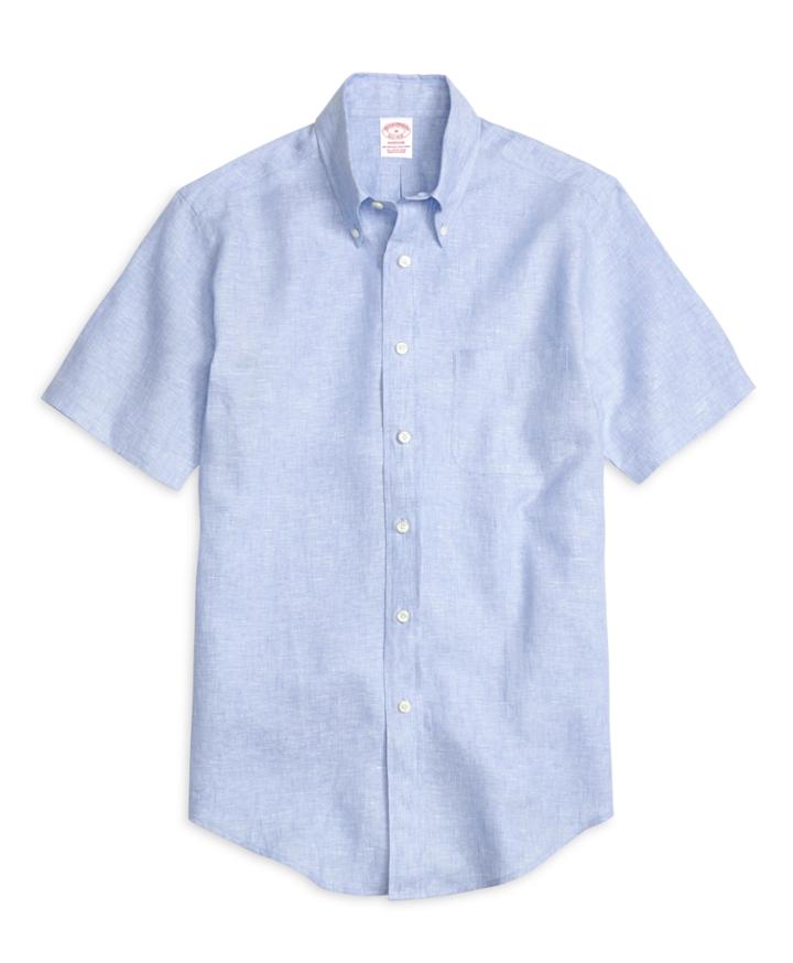 Brooks Brothers Men's Madison Fit Linen Short-sleeve Sport Shirt