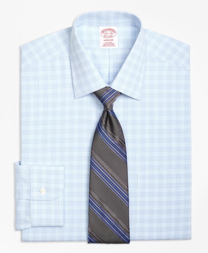 Brooks Brothers Men's Non-iron Regular Fit Tonal Glen Plaid Dress Shirt