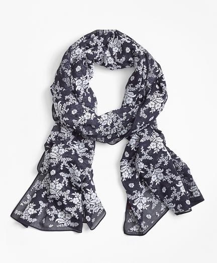 Brooks Brothers Flocked Floral-print Scarf