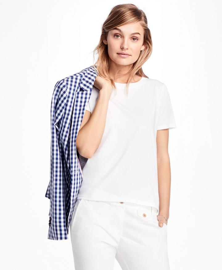 Brooks Brothers Women's Eyelet-back Jersey Tee Shirt