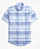 Brooks Brothers Non-iron Regent Fit Brookscool Plaid Short-sleeve Sport Shirt