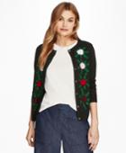 Brooks Brothers Women's Floral-embroidered Merino Wool Cardigan