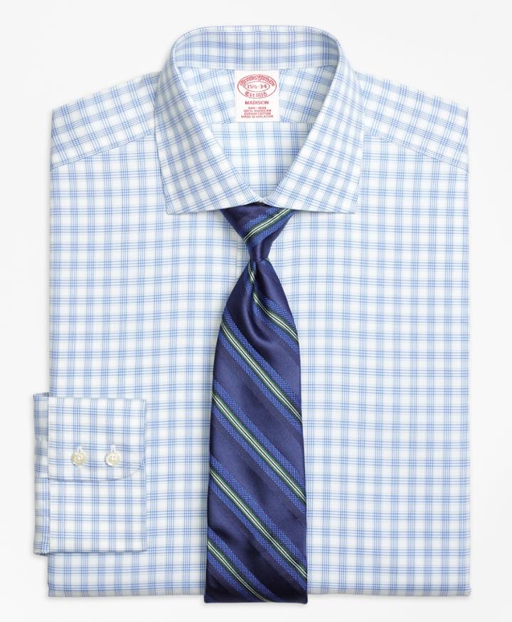 Brooks Brothers Men's Non-iron Regular Fit Hairline Framed Check Dress Shirt