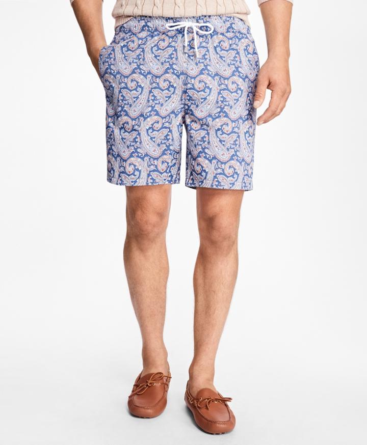 Brooks Brothers Men's Montauk 6 Large Paisley Print Swim Trunks