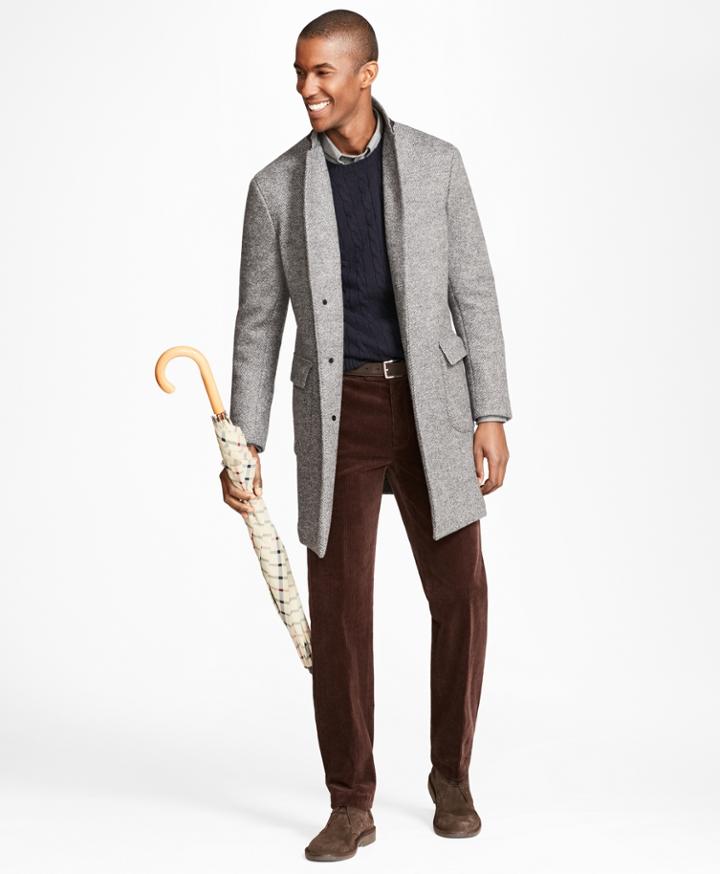 Brooks Brothers Men's Herringbone Knit Topcoat