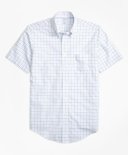 Brooks Brothers Non-iron Brookscool Regent Fit Tonal Windowpane Short-sleeve Sport Shirt