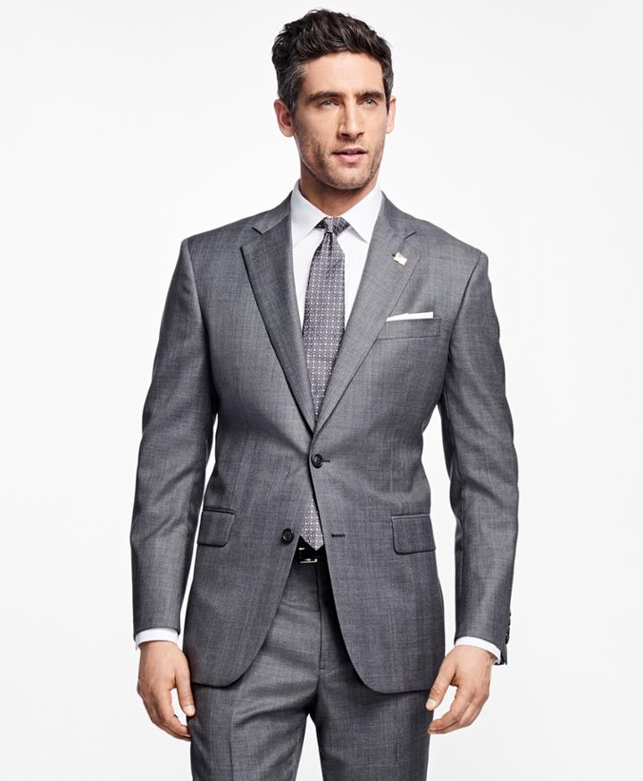 Brooks Brothers Men's Madison Fit Saxxon Wool Plaid 1818 Suit