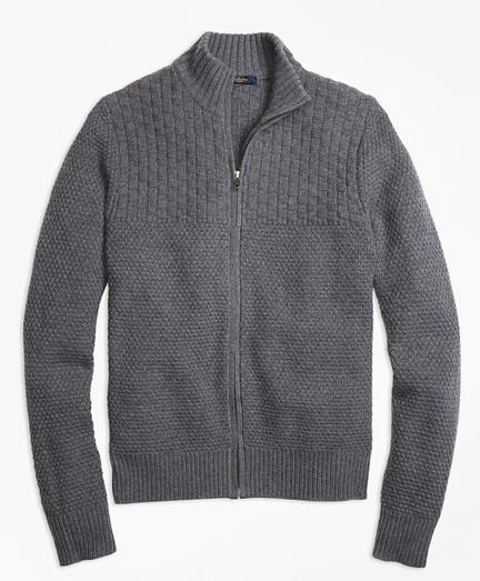 Brooks Brothers Wool Cashmere Heritage Textured Full-zip Sweater